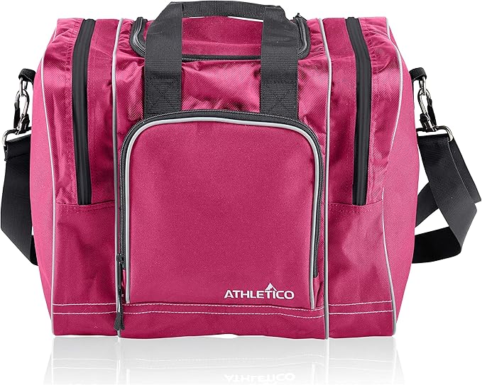 Athletico Bowling Bag for Single Ball - Single Ball Tote Bag With Padded Ball Holder - Fits a Single Pair of Bowling Shoes Up to Mens Size 14