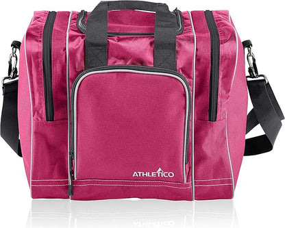 Athletico Bowling Bag for Single Ball - Single Ball Tote Bag With Padded Ball Holder - Fits a Single Pair of Bowling Shoes Up to Mens Size 14