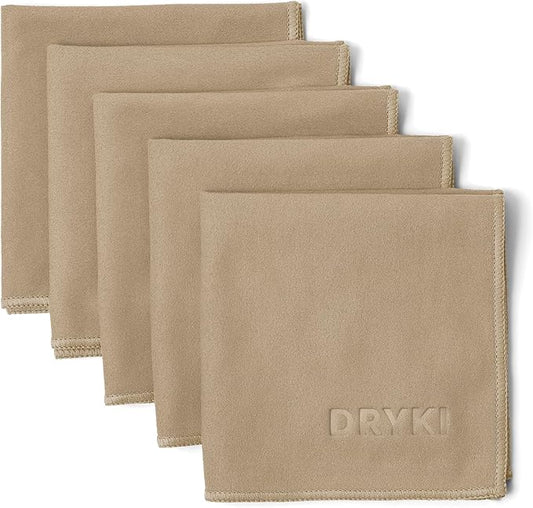 Sweat Absorbing Handkerchiefs - The Original Pocket-Sized Sweat Towels - Quick-Dry Microfiber Sweat Rags for Face, Hands, & Body - Men & Women - Gym, Sports, and Work (Tan: 5 Pack)