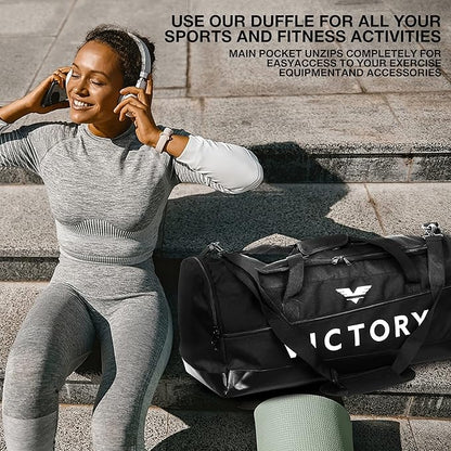Large Breathable Duffle Bag for MMA Gear, Boxing Gear, Gym or other Sports (Black)