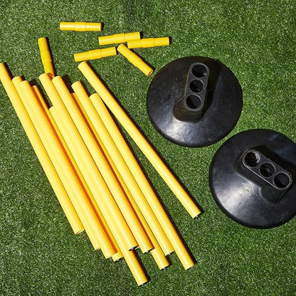 Wenqik 12 Pcs Soccer Agility Poles Set with 6 Training Poles Soccer Bases Detachable Speed Pole Highly Visible Yellow Sports and Agility Training Equipment Slalom Poles to Improve Balance Quickness