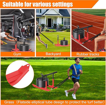 Weight Sled for Training - Heavy Duty Football Sled for Lineman, Sled Pull Workouts, Speed & Strength Training, Football Blocking Sled, Running Sled for Athletes, Weighted Sled for Outdoor & Indoor Workouts