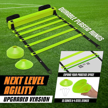 Yes4All Agility Ladder – Adjustable Speed & Agility Training Equipment for All Ages – Durable, Portable, Multiple Combo Sets Available