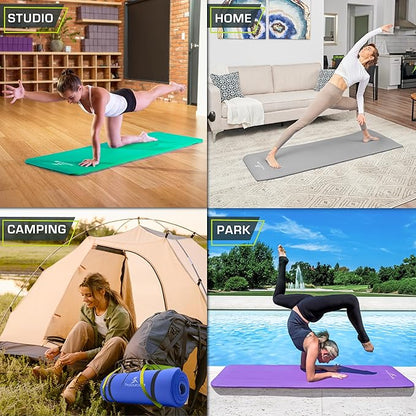 ProsourceFit Extra Thick Yoga and Pilates Mat ½” (13mm) or 1" (25mm), 71-inch Long High Density Exercise Mat with Comfort Foam and Carrying Strap