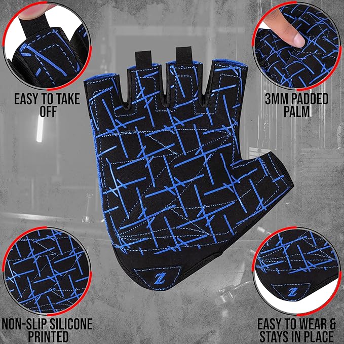 ZRIX Well Vented Weight Lifting Gym Workout Gloves with Wrist Wrap Support for Men & Women & Adult, Full Palm Protection, Training, Fitness, Hanging, Pull ups, Cycling & Hand Grip Gloves