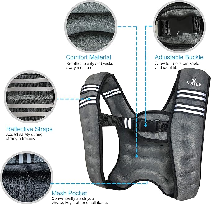 Weighted Vest Weight Vest for Men Women Kids 5/10/16 Lbs Weights, Body Weight Vests Adjustable for Running, Gym Workout, Jogging, Body Fitness