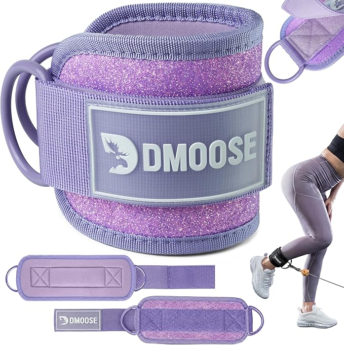 DMoose Fitness Ankle Strap for Cable Machine - One Size Fit with Premium Padding Cuffs, Ankle Bands for Working Out, Booty Workouts, Leg Extension, Hip Abductors, Kickbacks & Lower Body Exercises