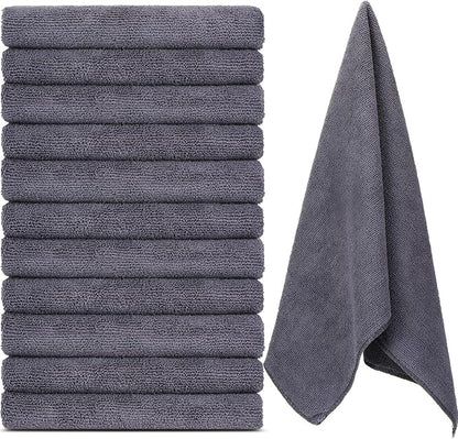Handepo 12 Pcs Microfiber Workout Gym Towels, 360 GSM 12x30 Inch Fast Drying Yoga Towels for Sweat, Soft Gym Towel for Men Women Travel Sports(Gray)