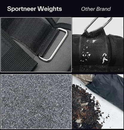 Sportneer Adjustable Ankle Weights Set - 1 Pair (2-10 lbs) Removable Sandbags for Women & Men, Comfortable Neoprene Leg Weights for Walking, Running, Pilates, Yoga, Home Workout & Physical Therapy