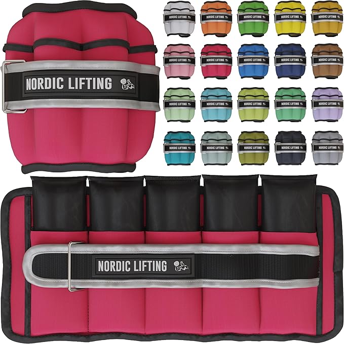 Nordic Lifting Adjustable Ankle Weights for Women & Men – 1 Pair (2–10 lbs) Wrist, Arm & Leg Weights for Gym, Yoga & Home Workouts – Secure Fit Strap Design – Durable Fitness Training Equipment