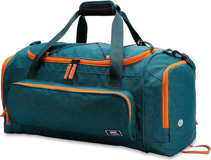 MIER Large Gym Bag for Men Sports Duffle Bag with Shoe Compartment 60L Lightweight Duffel Bags for Workout Fitness Travel, Blue