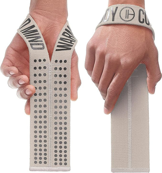 WARM BODY COLD MIND V1 Lifting Wrist Straps for Olympic Weightlifting - Rated at 660 lb - Hand Wraps for Powerlifting, Weight Lifting, Bodybuilding Functional/Cross Training, Deadlift Gym Bar, Cotton