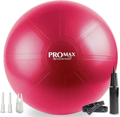 SmarterLife PRO MAX Exercise Ball – Yoga, Stability & Balance Trainer for Core Workouts, Fitness, Physical Therapy, Pregnancy & Office Chair Support – Anti-Slip, Anti-Burst