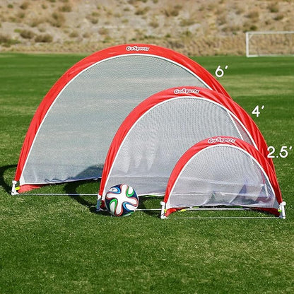 GoSports Portable Pop-Up Soccer Goals for Backyard - Kids & Adults - Set of Two Nets with Agility Training Cones and Carrying Case