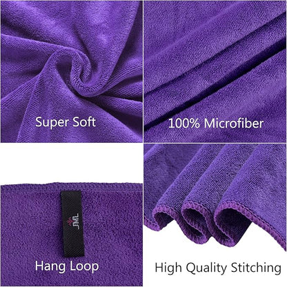 JML Microfiber Bath Towels, 2 Pack Extra Large Microfiber Towel for Body, 30" x 60", Oversized, Ultra Soft, Super Absorbent, Fast Drying, Perfect for Bathroom, Shower, Sauna, Yoga, Gym, Violet
