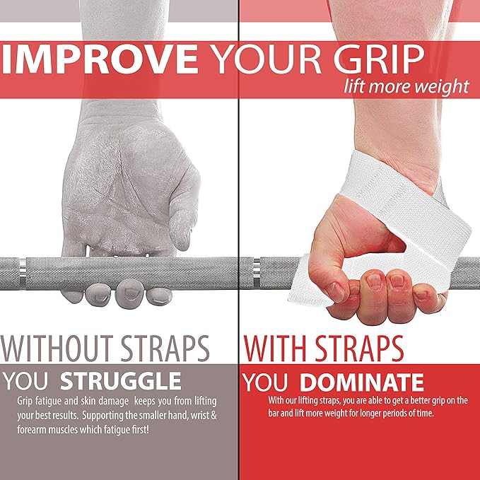 WARM BODY COLD MIND Lasso Lifting Wrist Straps for Cross Training - Rated at 770 lb - Hand Wraps for Olympic Weightlifting, Powerlifting, Weight Lifting, Bodybuilding Strength Deadlift Gym Bar, Cotton