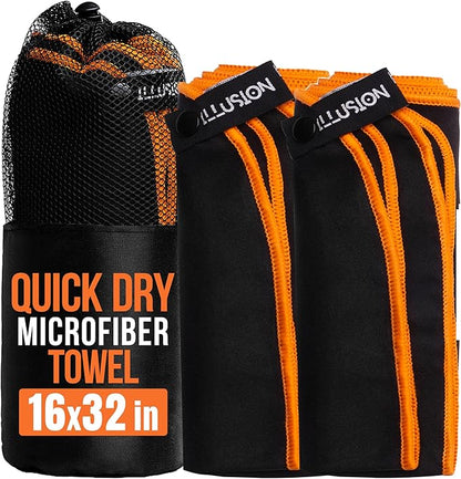 illusion Small Microfiber Gym Towels for Men and Women Active Sports (32" L x 16''W)-Lightweight Quick Dry Gym Towel for Sweat-Workout Towels Ideal for Yoga, Camping, Running, and Outdoor Activities