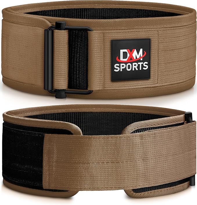 DXM SPORTS Self-Locking Weight Lifting Belt - Men Women Gym Fitness Strength Training, Bodybuilding Powerlifting Weightlifting Workout, Deadlift Squat, Pro Exercise Belt