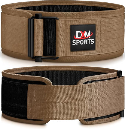 DXM SPORTS Self-Locking Weight Lifting Belt - Men Women Gym Fitness Strength Training, Bodybuilding Powerlifting Weightlifting Workout, Deadlift Squat, Pro Exercise Belt