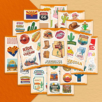 100Pcs Arizona Stickers Small for Water Bottle, Laptops, for Luggage - Arizona Gifts and Souvenirs, Party Supplies - Gift for Women & Men