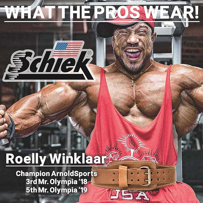 Schiek Sports 2006 Leather 6" Weight Lifting Belt - Weightlifting Belt with Double Prong Stainless Steel Belt Buckle