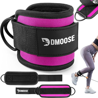 DMoose Fitness Ankle Strap for Cable Machine - One Size Fit with Premium Padding Cuffs, Ankle Bands for Working Out, Booty Workouts, Leg Extension, Hip Abductors, Kickbacks & Lower Body Exercises