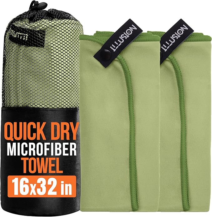 illusion Small Microfiber Gym Towels for Men and Women Active Sports (32" L x 16''W)-Lightweight Quick Dry Gym Towel for Sweat-Workout Towels Ideal for Yoga, Camping, Running, and Outdoor Activities