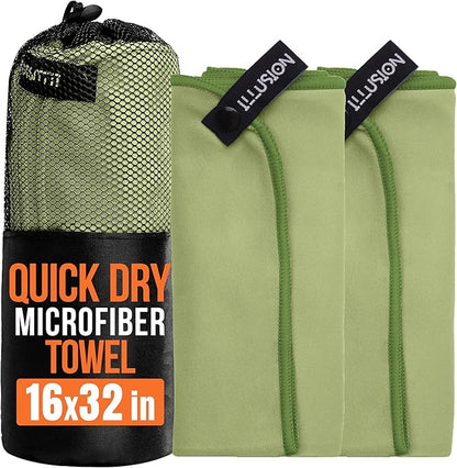 illusion Small Microfiber Gym Towels for Men and Women Active Sports (32" L x 16''W)-Lightweight Quick Dry Gym Towel for Sweat-Workout Towels Ideal for Yoga, Camping, Running, and Outdoor Activities