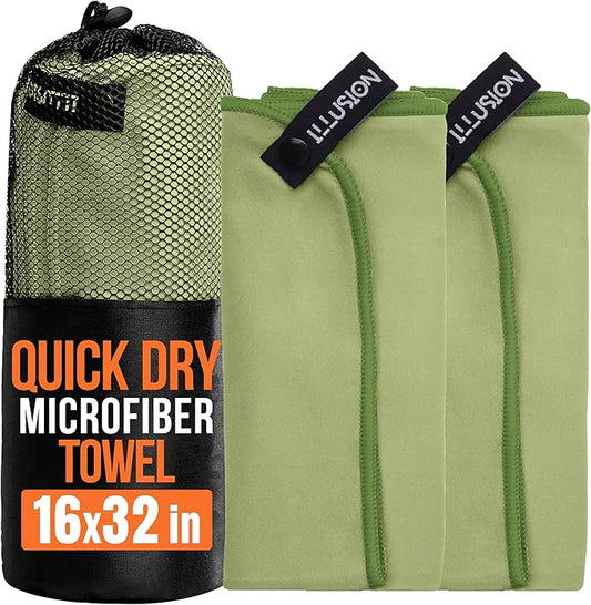 illusion Small Microfiber Gym Towels for Men and Women Active Sports (32" L x 16''W)-Lightweight Quick Dry Gym Towel for Sweat-Workout Towels Ideal for Yoga, Camping, Running, and Outdoor Activities