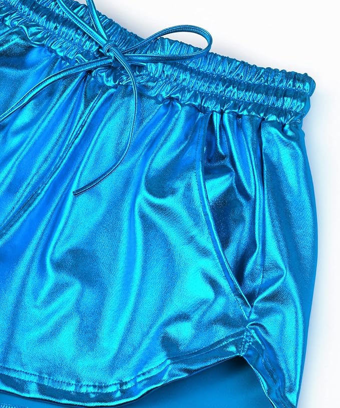 Perfashion Women's Metallic Shorts Summer Sparkly Hot Outfit Shiny Short Pants