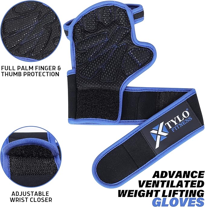 Xtylo Int Workout Gloves for Men & Women Weight Lifting Gloves with Wrist Support, Full Palm Protection, Non-Slip Grip–Gym,Training, Rowing, Cycling, Fitness Sizes S,M,L,XL