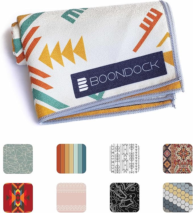 Boondock Co | Premium Microfiber Hand Towel | for Gym, Yoga, Travel, Workout, Backpacking, Beach — Highly Absorbent Quick Dry and Sand Free Fabric (Solas)