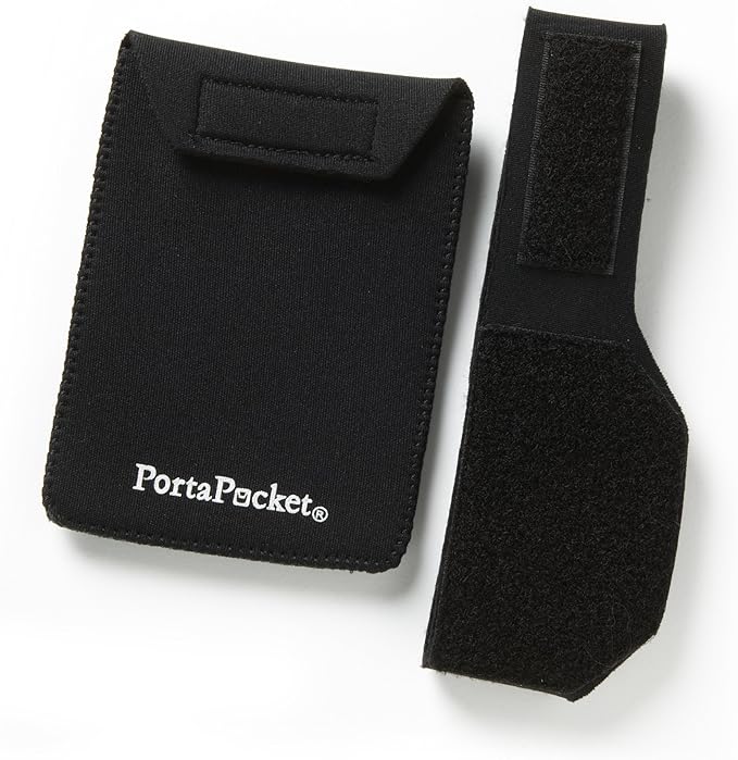 Combo Kit, Hands Free Carry Case for Cell Phones & More/Travel Wallet System/for Fitness/Walking/Exercise. Works on Arm/Leg. Pocket Slides Off to Work on Your own Belt, Too. Black