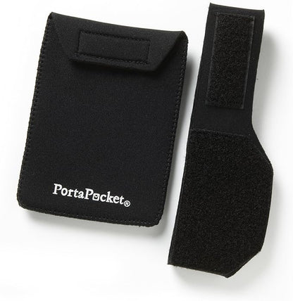 Combo Kit, Hands Free Carry Case for Cell Phones & More/Travel Wallet System/for Fitness/Walking/Exercise. Works on Arm/Leg. Pocket Slides Off to Work on Your own Belt, Too. Black