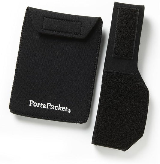 Combo Kit, Hands Free Carry Case for Cell Phones & More/Travel Wallet System/for Fitness/Walking/Exercise. Works on Arm/Leg. Pocket Slides Off to Work on Your own Belt, Too. Black