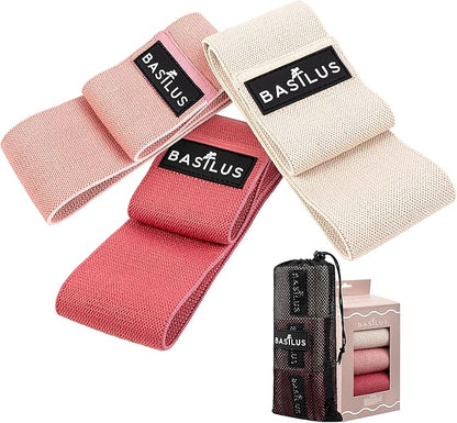 3-Pack Fabric Resistance Bands for Legs & Glutes – Exercise Bands for Strength Training, Yoga, Pilates & Fitness – Mesh Bag & Exercise Guide Included