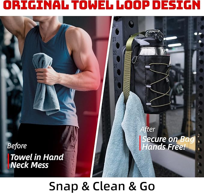 Magnetic Gym Bag - 11LB Ultra-Strong Force, Large 50oz Bottle Holder with Towel Loop, Magnetic Gym Water Bottle Bag For Gym Fitness, Workout, Outdoor