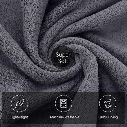 TENSTARS Silk Hemming Hand Towels for Bathroom - Quick Drying - Ultra Soft Microfiber Absorbent Towel for Bath Fitness, Gym, Shower, Hotel, and Spa - 16x28 Inch | Set of 6, Dark Grey
