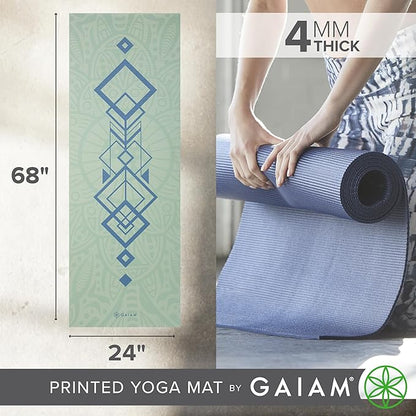Gaiam Print Yoga Mat, Non Slip Exercise & Fitness Mat for All Types of Yoga, Pilates & Floor Exercises