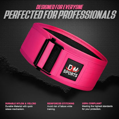 DXM SPORTS Self-Locking Weight Lifting Belt - Men Women Gym Fitness Strength Training, Bodybuilding Powerlifting Weightlifting Workout, Deadlift Squat, Pro Exercise Belt