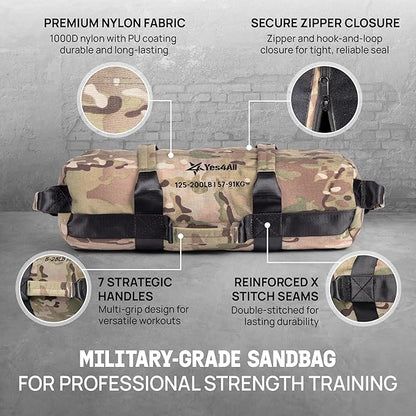 Yes4All Sandbags for Working Out, Adjustable Sand Bags for Weight Training with Handles, Multiple Colors & Sizes 5-200lbs
