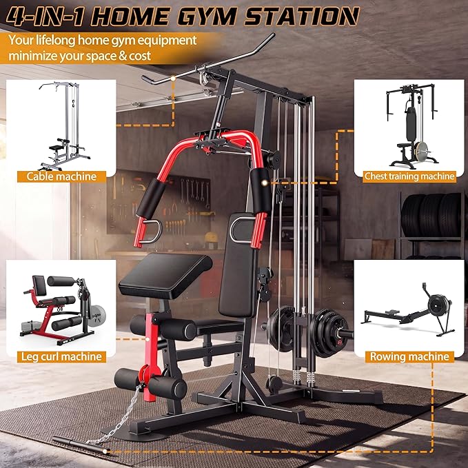 OPPSDECOR 3.0 Home Gym Equipment, All in One Workout Station with Pulley System & Seated Rowing, Multifunctional Home Gym Exercise Equipment for Full Body Strength Training Upgraded 2026