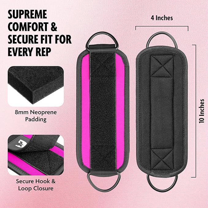 DMoose Fitness Ankle Strap for Cable Machine - One Size Fit with Premium Padding Cuffs, Ankle Bands for Working Out, Booty Workouts, Leg Extension, Hip Abductors, Kickbacks & Lower Body Exercises