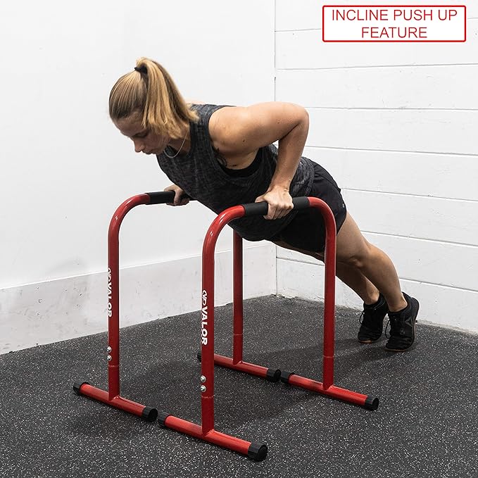 Valor Fitness Non-Slip Dip Station Stands – Bodyweight Exercise Equipment for Dips, L-Sits, Rows, Push-Ups, Pull-Ups Uppr Body Workout - Home Gym Strength Training