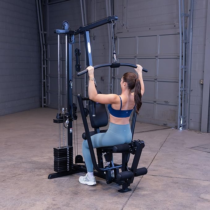 Body-Solid Powerline Adjustable Power Rack - 18-Level Strength Training Heavy-Duty Steel Frame with Safety Rods and Chin-Up Bar for Home Gym, Silver
