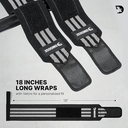DMoose Fitness Wrist Wraps for Weightlifting 18" - Heavy Duty Gym Wrap with Hand Thumb Loop for Support & Pain Relief, USPA Approved Powerlifting, Weight Lifting Wrist Straps for Men & Women Work Out