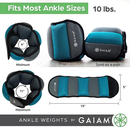 Gaiam Wrist and Ankle Weights, Wearable Bracelet to Strengthen, Tone & Sculpt, Adjustable Ankle Weights for Women & Men for Yoga, Dance, Pilates, Barre, Cardio, Home & Gym Use