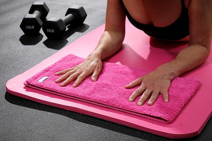 FACESOFT Eco Friendly Gym Towel for Working Out - Soft and Absorbent Cotton Exercise - No Synthetic Microfibers or Plastics - Sweat Towel for Gym, Fitness, Sports, Yoga - Pink - 1 Pc