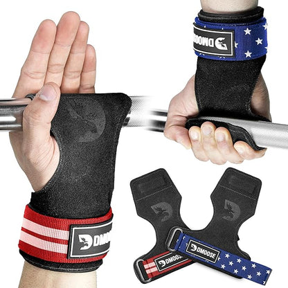 DMoose Fitness Weight Lifting Hooks (Pair) for Deadlifts, Pull Ups, Rows & Shrugs - Anti-Rip Nylon Strap Hand Grips with Thick Wrist Padding - Heavy Duty Wrist Straps for Weightlifting & Gym Workouts