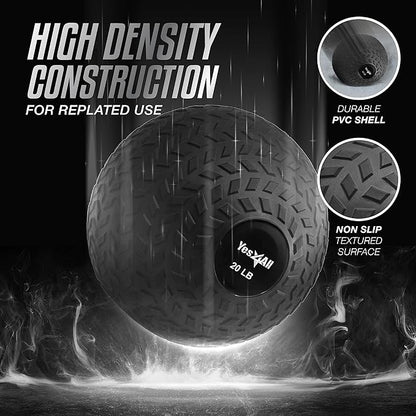 Yes4All Slam Balls, 10-40lb Weighted Ball Weight, Durable PVC Sand Filled Workout Dynamic Slam Ball for Core Strengthen